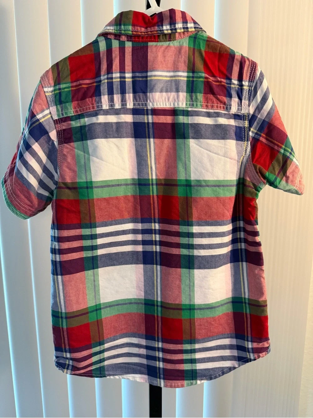 Okko Red Green Blue Plaid Short-Sleeve Button-Down Shirt - Kids - Picture 2 of 5